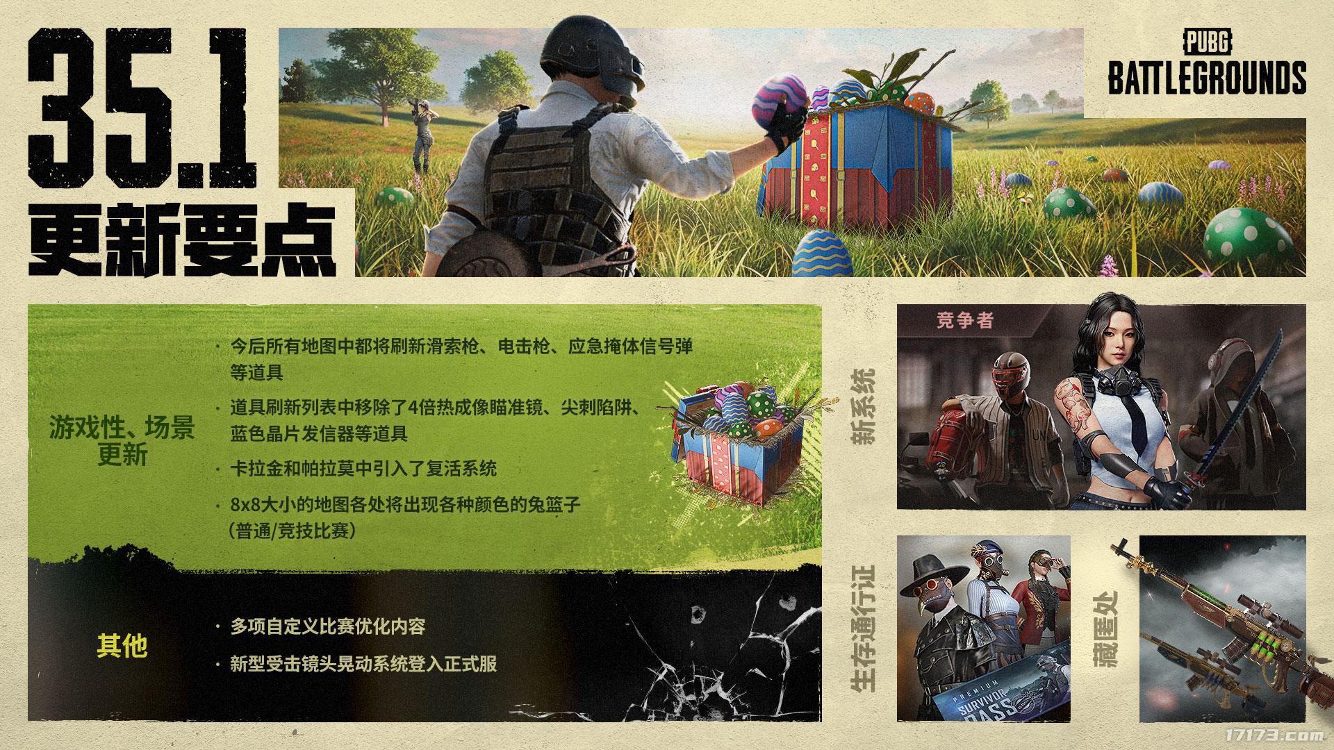 《PUBG》35.1版本更新，新系统“竞争者”上线